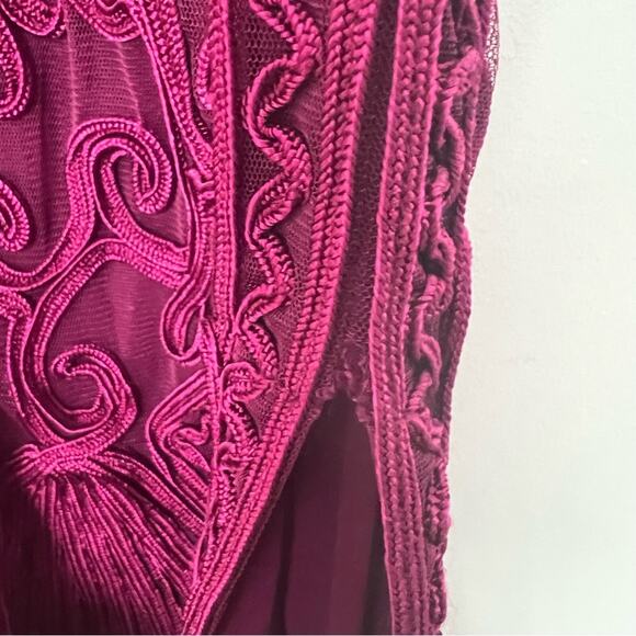 JS Collections Soutache Embroidered Midi Dress Fuchsia sz 2 Cocktail Wedding - Picture 9 of 12
